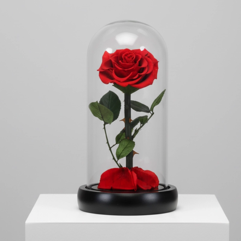 Eternal Dried Red Rose in Glass Dome